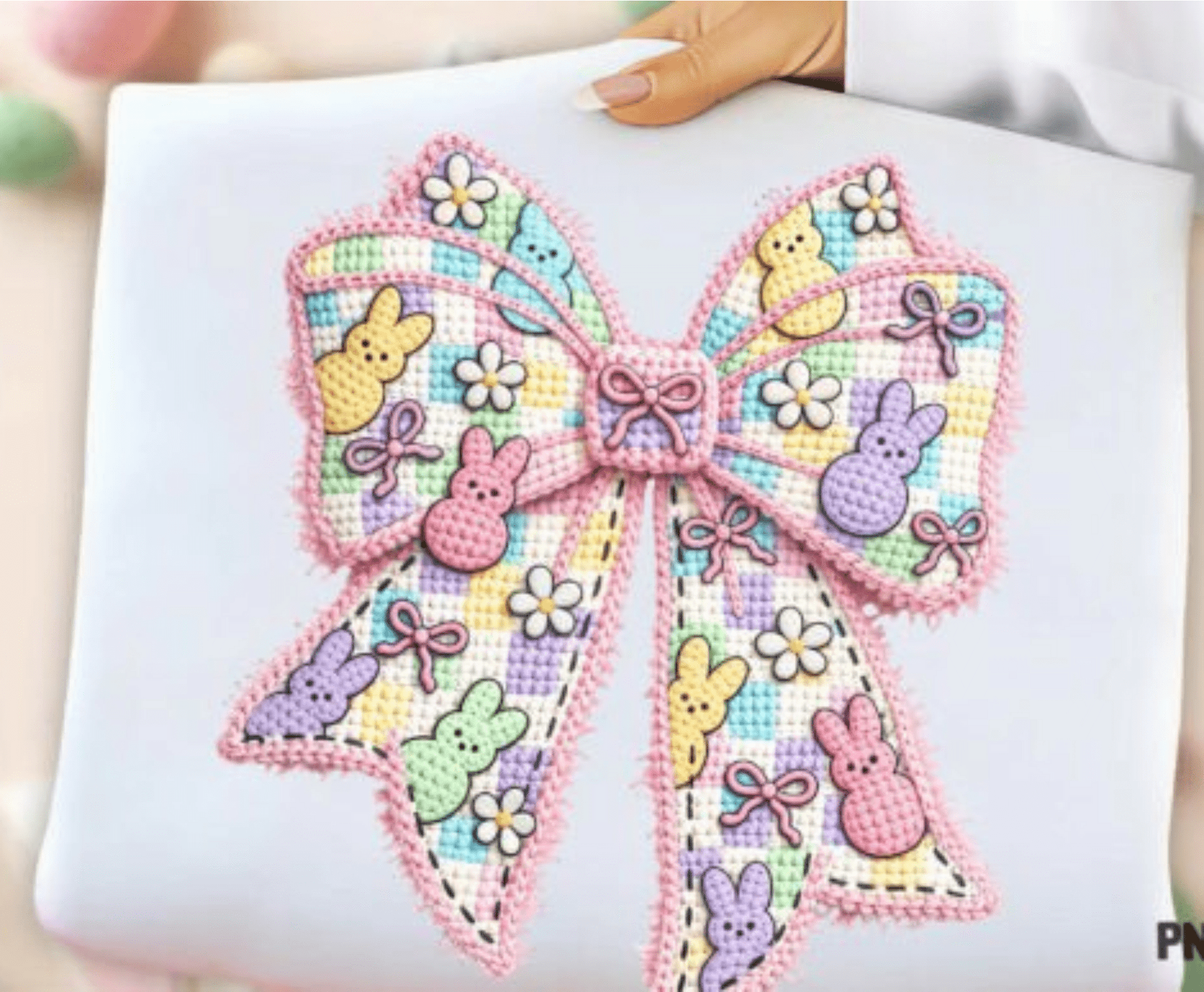 RTS EASTER BOW YARN FAUX DTF DIRECT TO FILM transfers ADULT 10X11.5 - Do it yourself Transfers