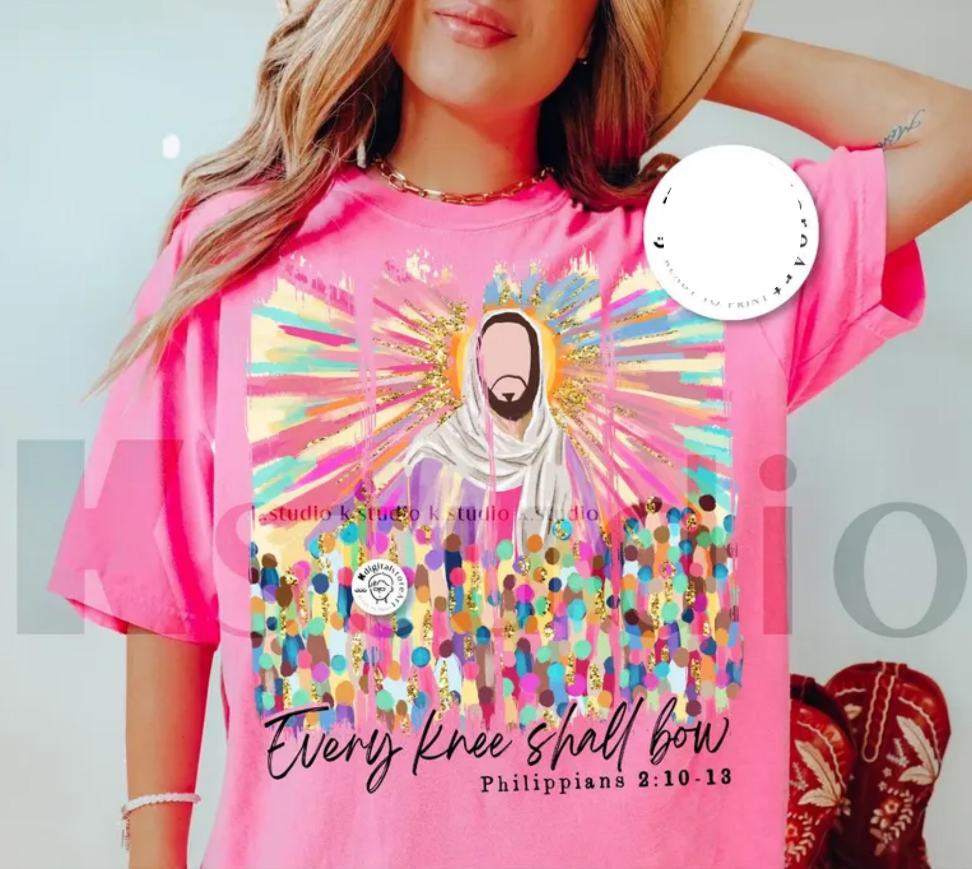 RTS EVERY KNEE SHALL BOW JESUS DTF DIRECT TO FILM transfers ADULT 10X11.5 - Do it yourself Transfers