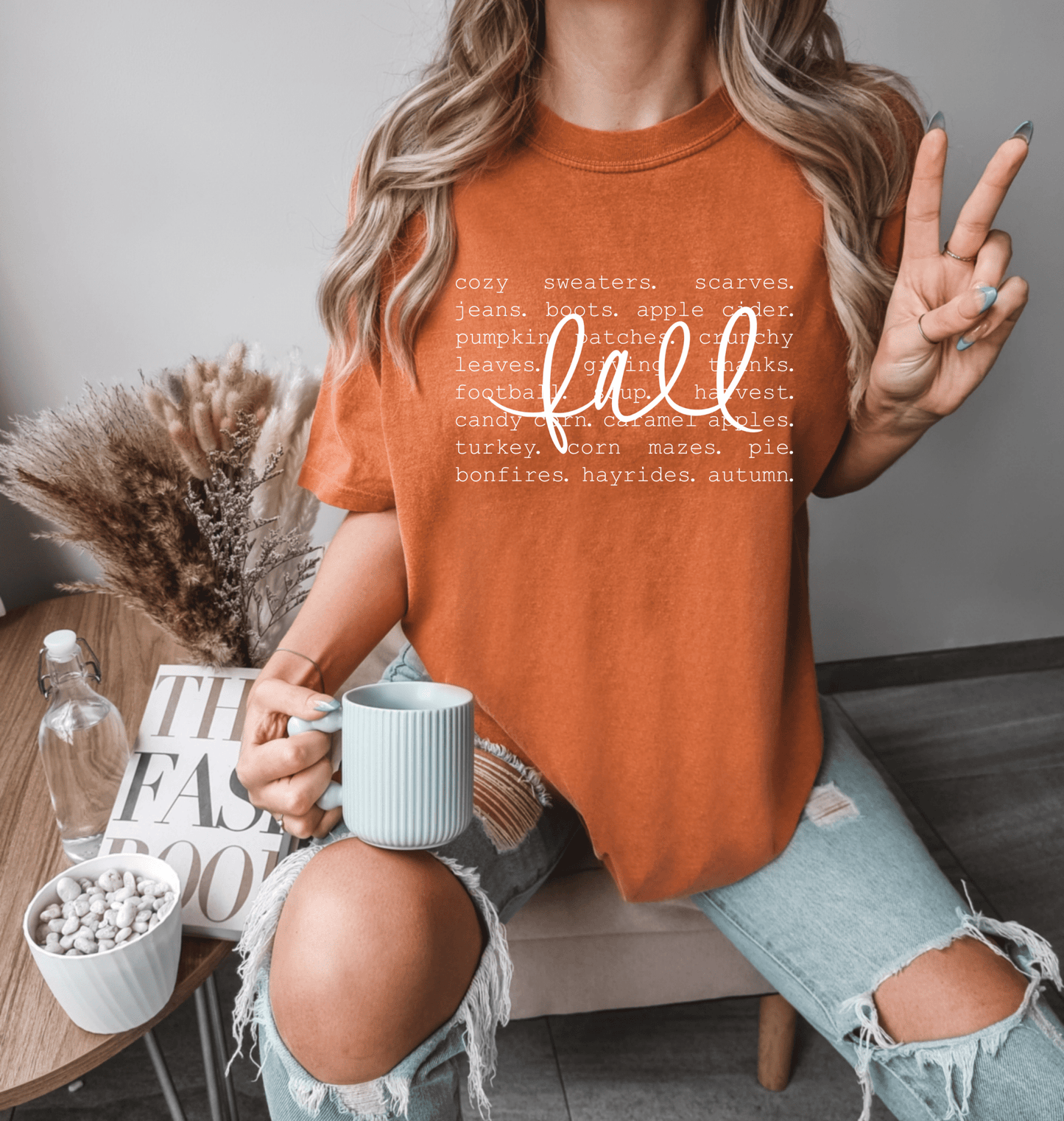 RTS FALL WORDS COZY SWEATERS SCARVES SINGLE COLOR WHITE SCREEN PRINT transfer ADULT 9X12 - Do it yourself Transfers