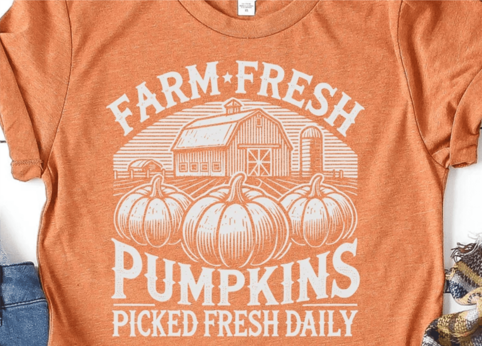 RTS FARM FRESH PUMPKINS SINGLE COLOR WHITE SCREEN PRINT transfer ADULT 10X12 - Do it yourself Transfers