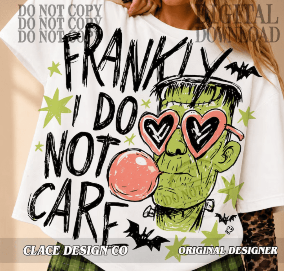 RTS FRANKLY I DO NOT CARE HALLOWEEN DTF DIRECT TO FILM transfers ADULT 10.5X11.5 - Do it yourself Transfers
