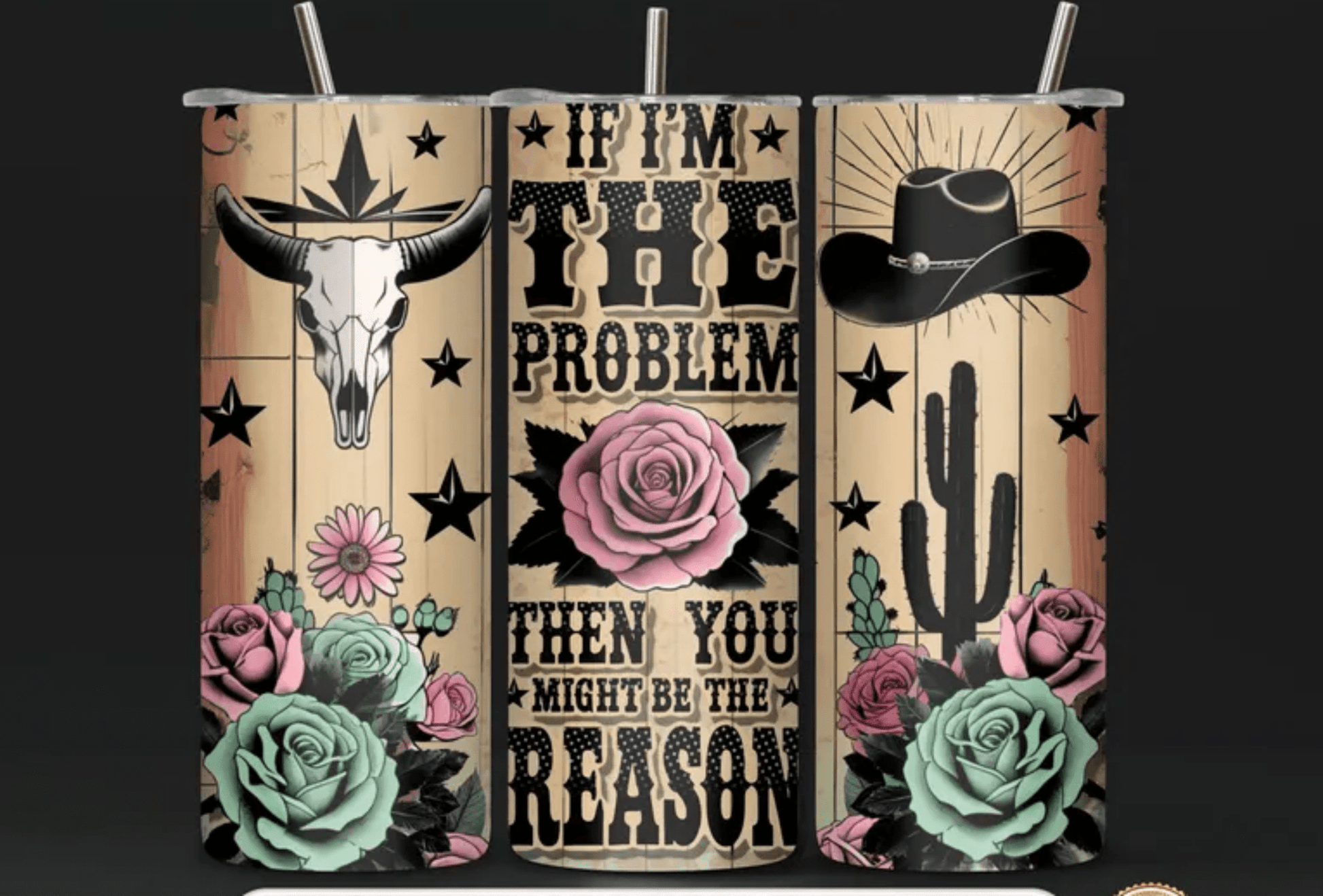 RTS I'M THE PROBLEM MAYBE THEN YOU MIGHT BE THE REASON 20 oz STRAIGHT SKINNY TUMBLER WRAP 9.6x8.3 - Do it yourself Transfers