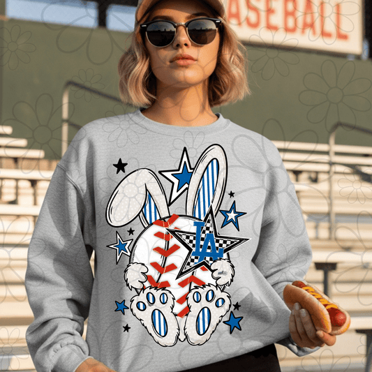 RTS LAD BLUE EASTER BUNNY BASEBALL DTF DIRECT TO FILM transfers ADULT 10X11.5 - Do it yourself Transfers