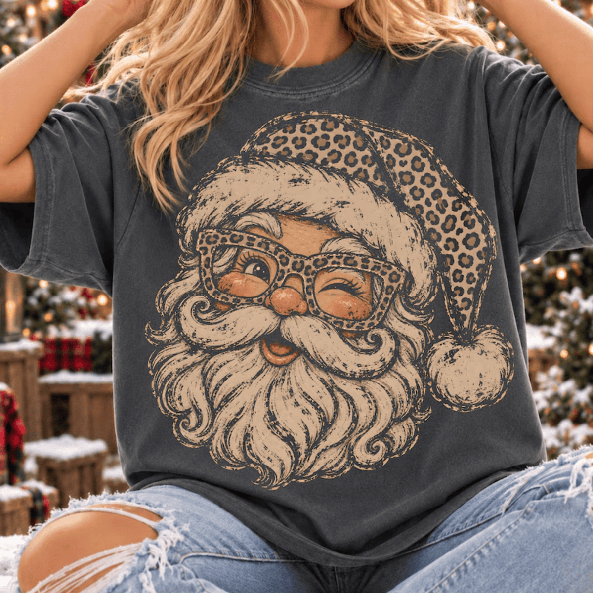 RTS LEOPARD SANTA DTF DIRECT TO FILM transfers ADULT 10.5X11.5 - Do it yourself Transfers