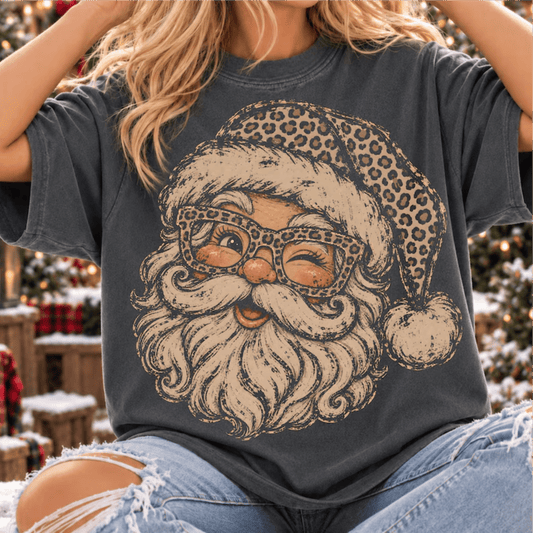 RTS LEOPARD SANTA DTF DIRECT TO FILM transfers ADULT 10.5X11.5 - Do it yourself Transfers