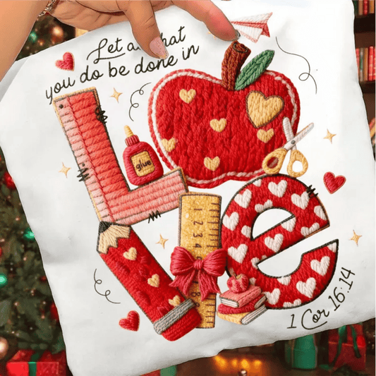 RTS LET ALL THAT YOU DO BE DONE IN LOVE SCHOOL TEACHER DTF DIRECT TO FILM transfers ADULT 10X12 - Do it yourself Transfers