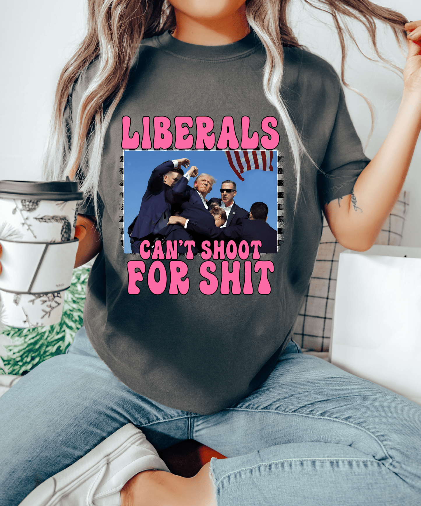 RTS Liberals can't shoot for Sh*t Trump pink DTF DIRECT TO FILM transfers size ADULT 10X12 18 - Q - Do it yourself Transfers