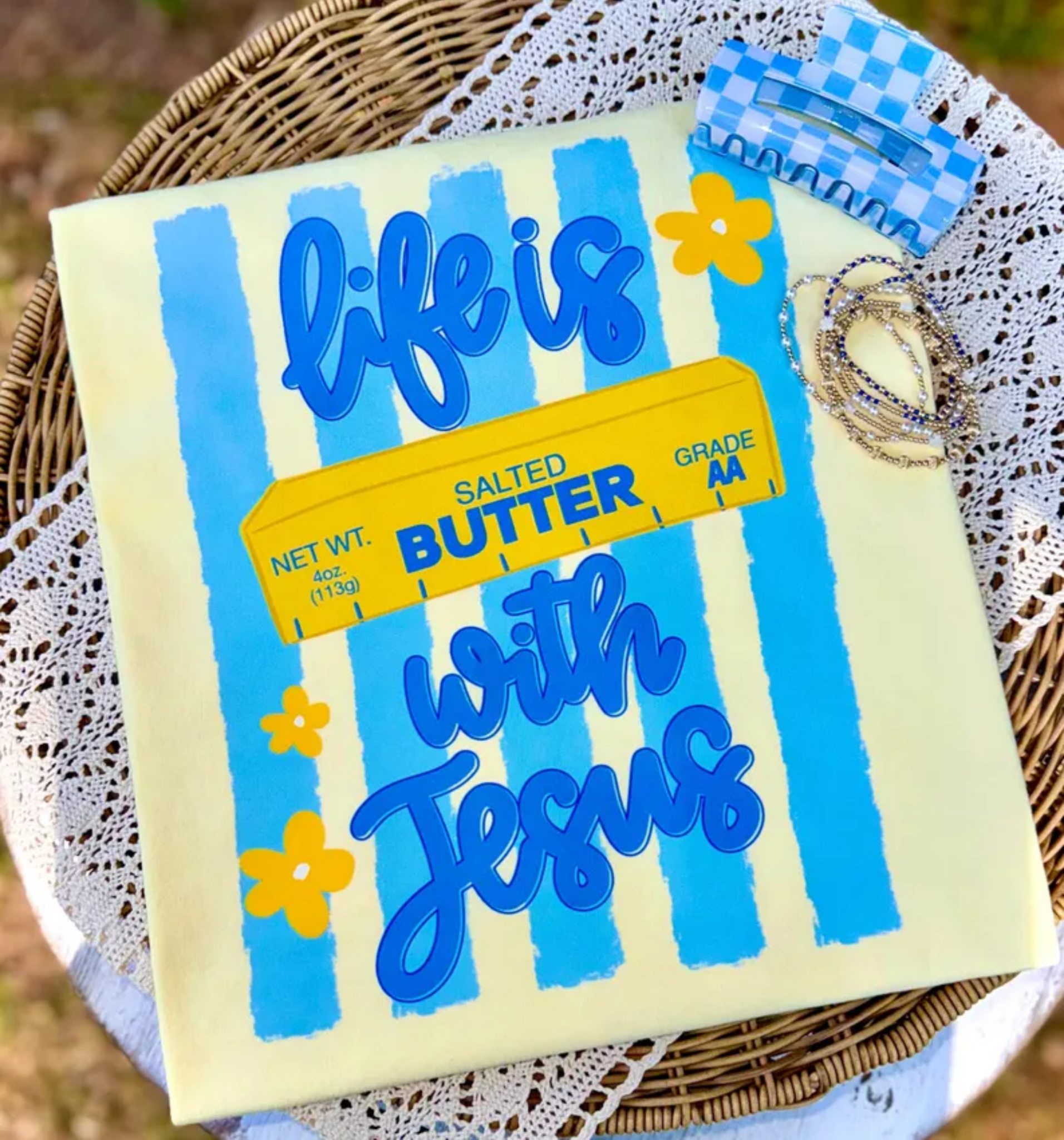 RTS LIFE IS SALTED BUTTER WITH JESUS DTF DIRECT TO FILM transfers ADULT 10X11.5 - Do it yourself Transfers