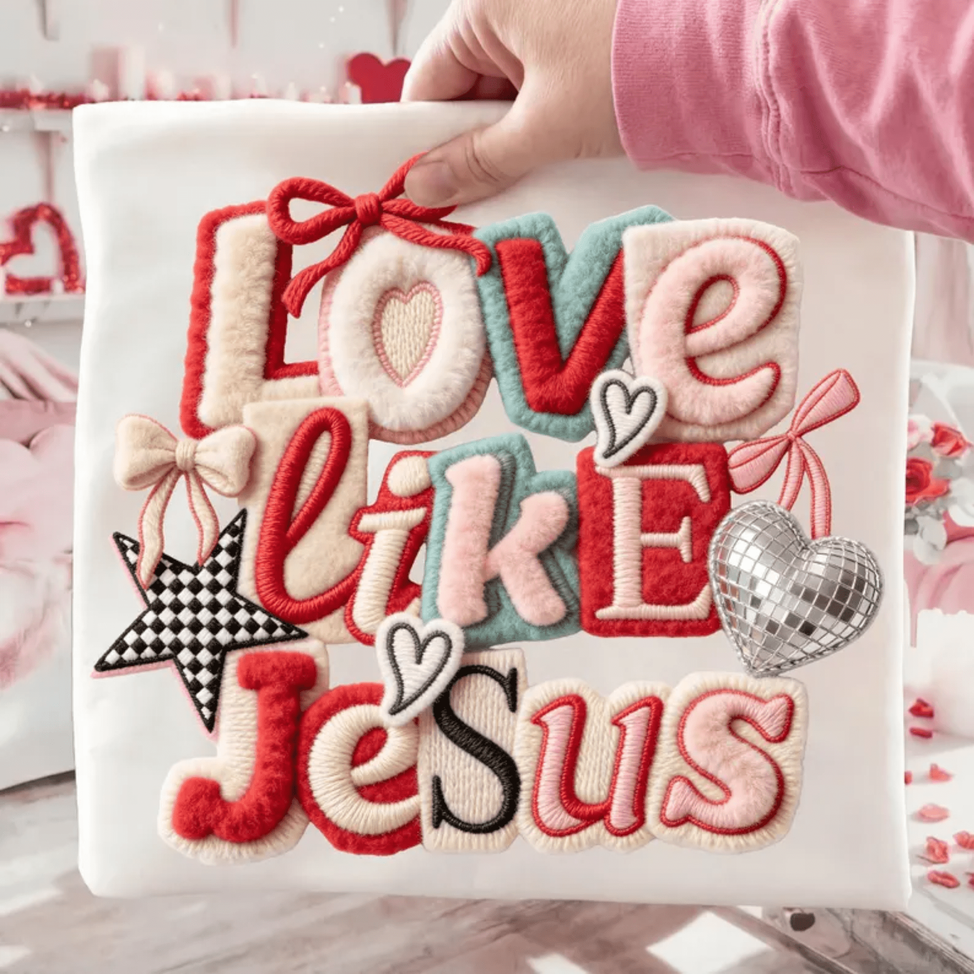 RTS LOVE LIKE JESUS FAUX VALENTINE DTF DIRECT TO FILM transfers ADULT 10X11.5 - Do it yourself Transfers