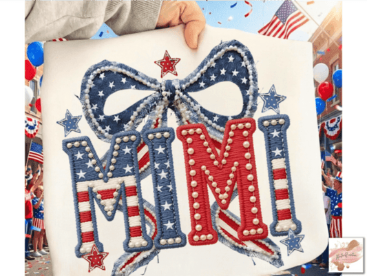 RTS MIMI BOW JULY 4TH DTF DIRECT TO FILM transfers ADULT 10X11.5 - Do it yourself Transfers