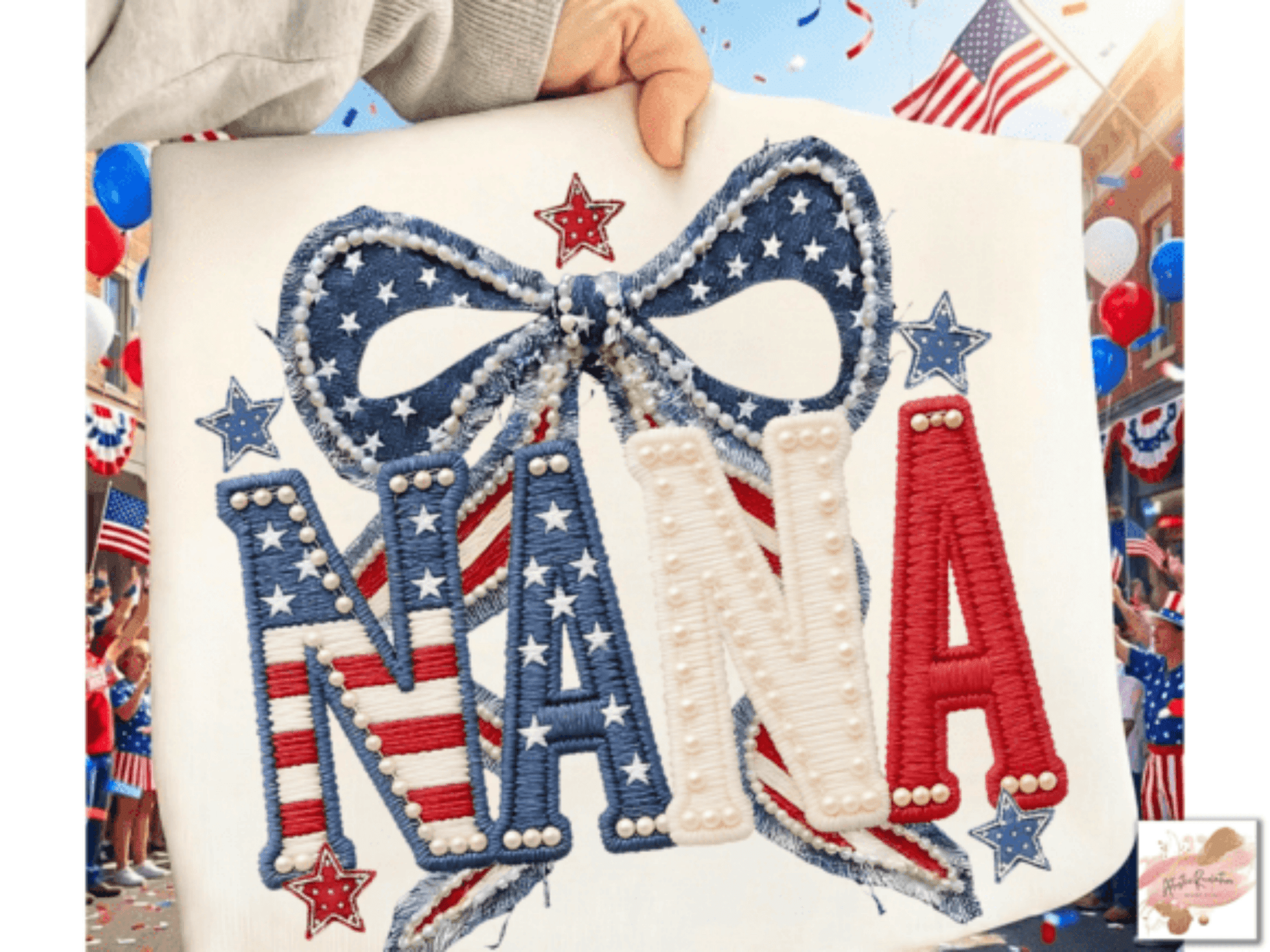 RTS NANA BOW JULY 4TH DTF DIRECT TO FILM transfers ADULT 10X11.5 - Do it yourself Transfers