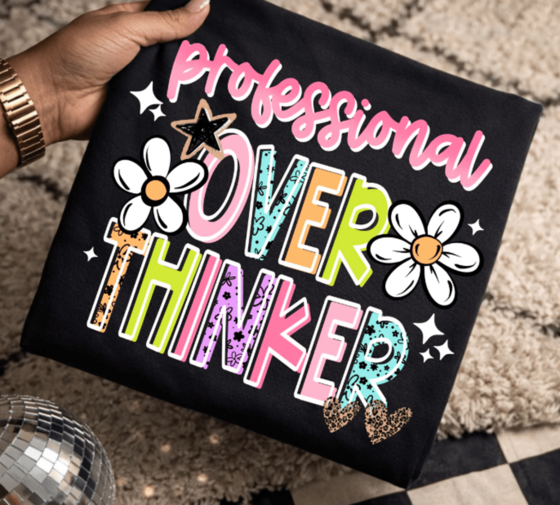RTS PROFESSIONAL OVER THINKER FLOWERS DTF DIRECT TO FILM transfers ADULT 10X11.5 - Do it yourself Transfers