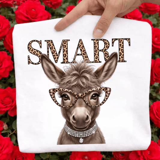 RTS SMART DONKEY GLASSES LEOPARD DTF DIRECT TO FILM transfers ADULT 10X11.5 - Do it yourself Transfers