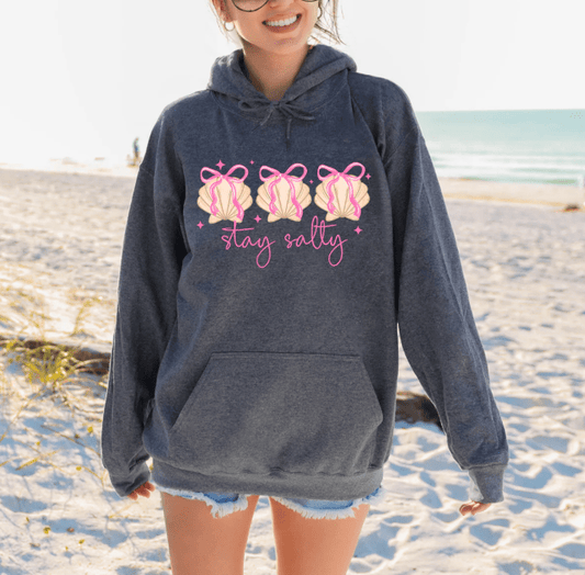 RTS STAY SALTY SEASHELLS PINK DTF DIRECT TO FILM transfers ADULT 10X11.5 - Do it yourself Transfers