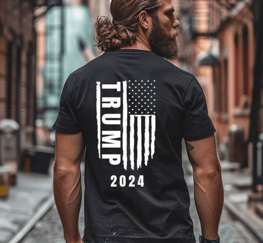 RTS TRUMP 2024 FLAG SINGLE COLOR WHITE Screen Print transfers size ADULT 10X12 - Do it yourself Transfers