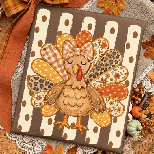 RTS TURKEY THANKSGIVING POLKA DOT STRIPE DTF DIRECT TO FILM transfers ADULT 10.5X11.5 - Do it yourself Transfers