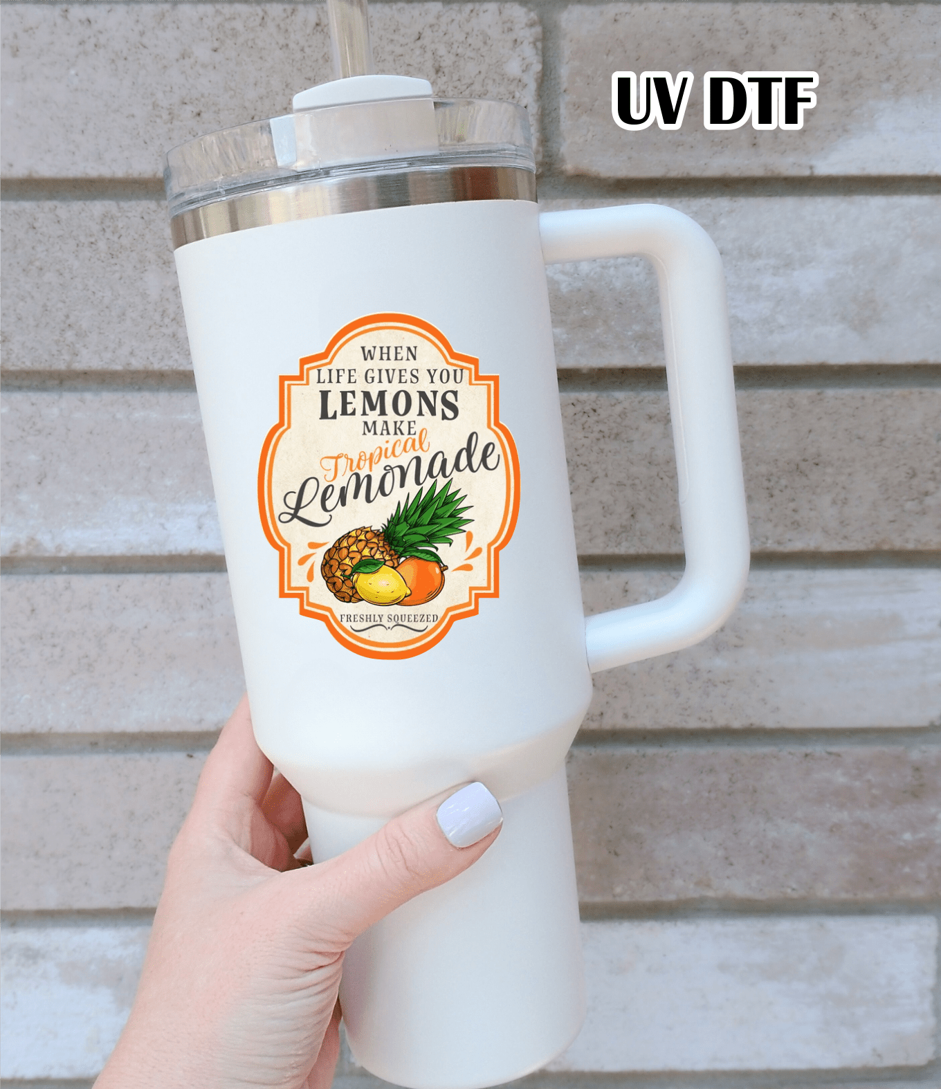 RTS When life gives you lemons make tropical lemonade UV DTF DECAL 2.5x3 - Do it yourself Transfers