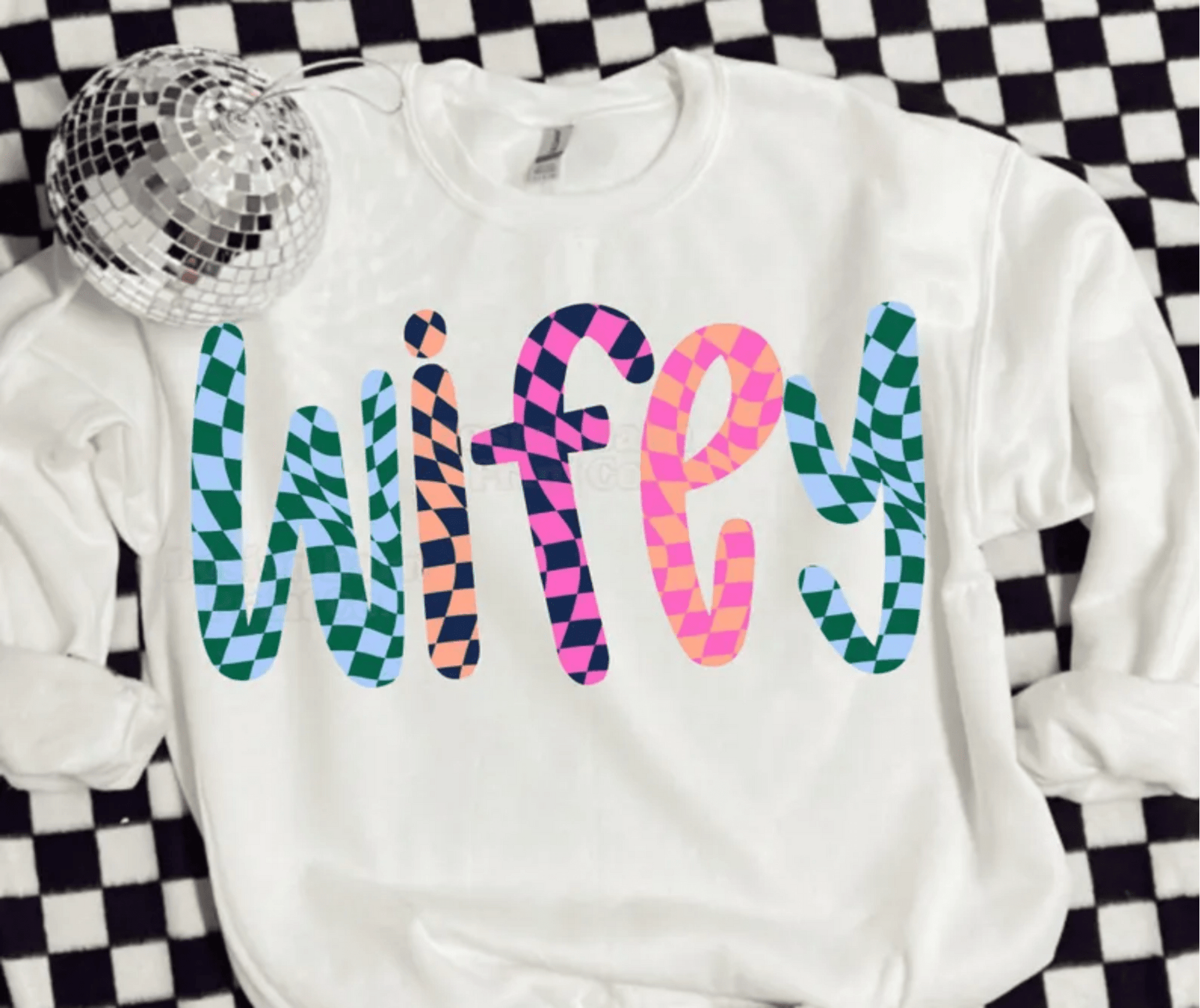 RTS WIFEY CHECKER MULTI COLOR DTF DIRECT TO FILM transfers ADULT 10X11.5 - Do it yourself Transfers