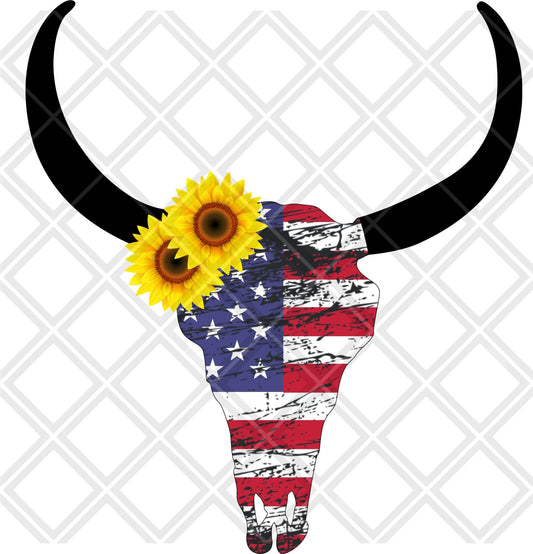 Skull american sunflowers png Digital Download Instand Download - Do it yourself Transfers