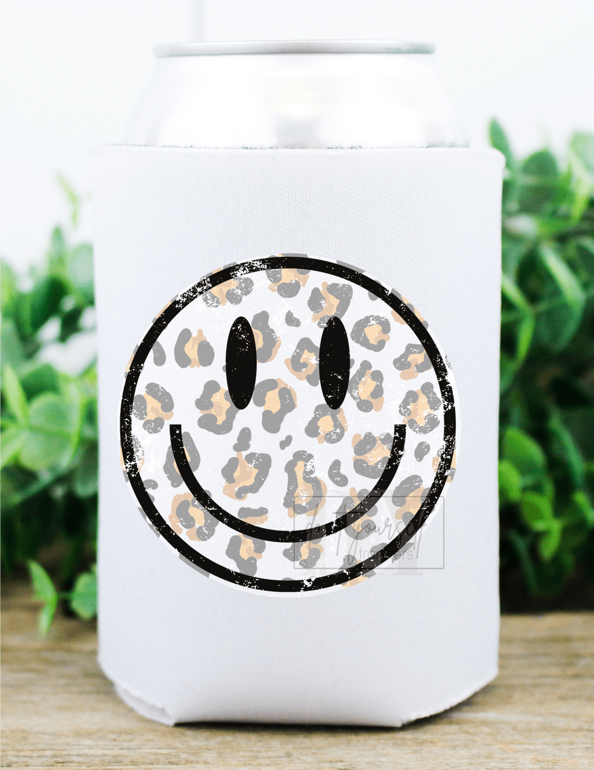 Smiley Face BLACK WHITE leopard size DTF TRANSFERPRINT TO ORDER - Do it yourself Transfers