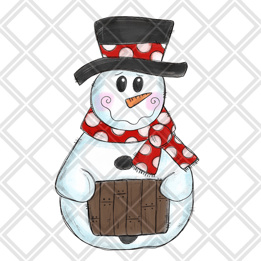 Snowman boy wood sign DTF TRANSFERPRINT TO ORDER - Do it yourself Transfers