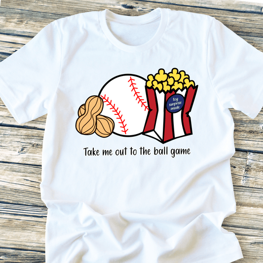 Take me out to the ballgame popcorn peanuts baseball DTF TRANSFERPRINT TO ORDER - Do it yourself Transfers