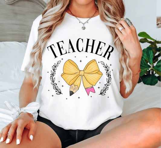 Teacher Coquette Pencil SCHOOL DTF TRANSFERS PRINT TO ORDER - Do it yourself Transfers