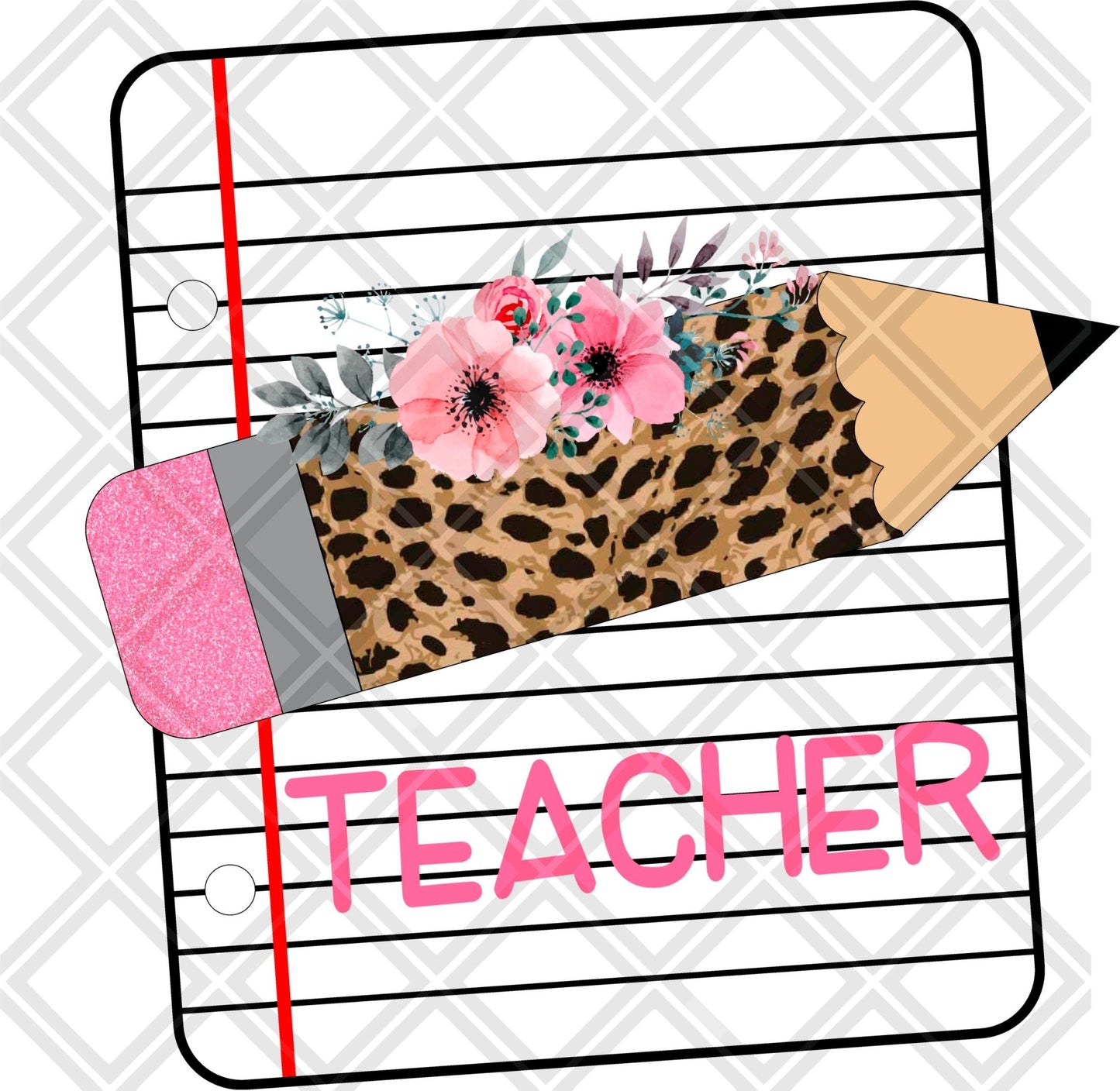 Teacher PAPER LEOPARD PENCIL png Digital Download Instand Download - Do it yourself Transfers