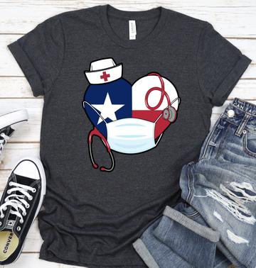 Texas flag heart nurse hat DTF TRANSFERSPRINT TO ORDER - Do it yourself Transfers