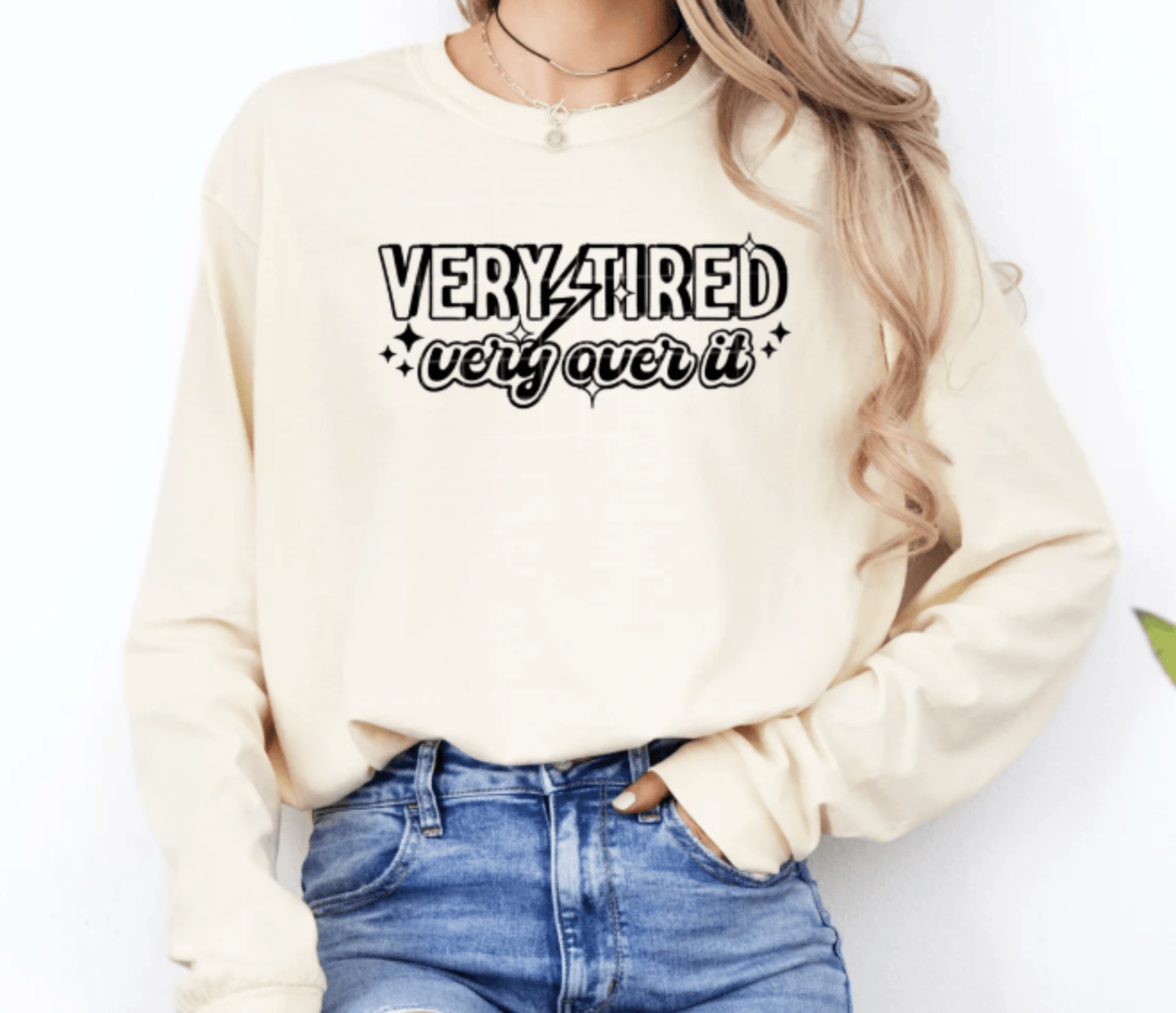 TRANSFER TUESDAY JULY 9TH VERY TIRED VERY OVER IT SINGLE COLOR BLACK Screen Print transfers size ADULT 9X12 - Do it yourself Transfers