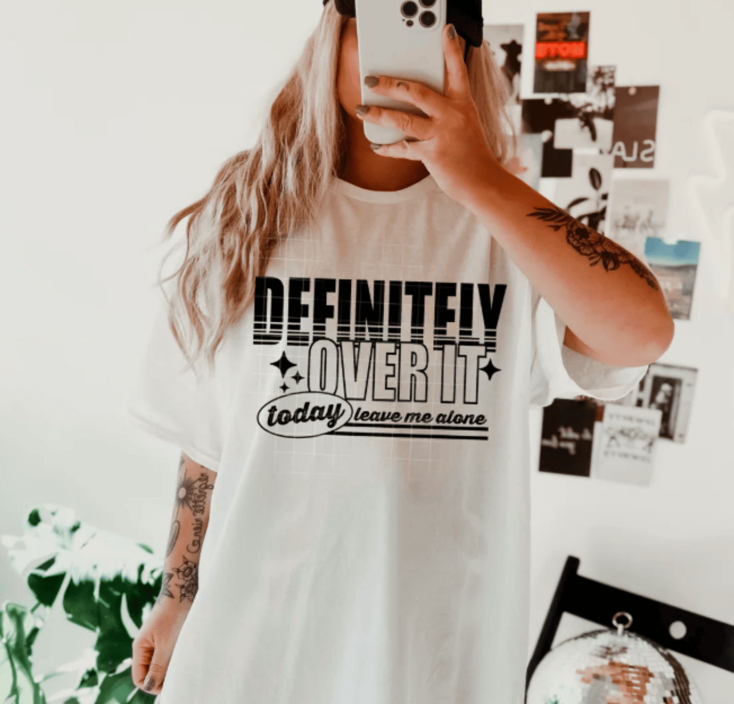 TRANSFER TUESDAY JUNE 24TH DEFINITELY OVER IT TODAY LEAVE ME A ALONE SINGLE COLOR BLACK Screen Print transfers size ADULT 9X12 - Do it yourself Transfers