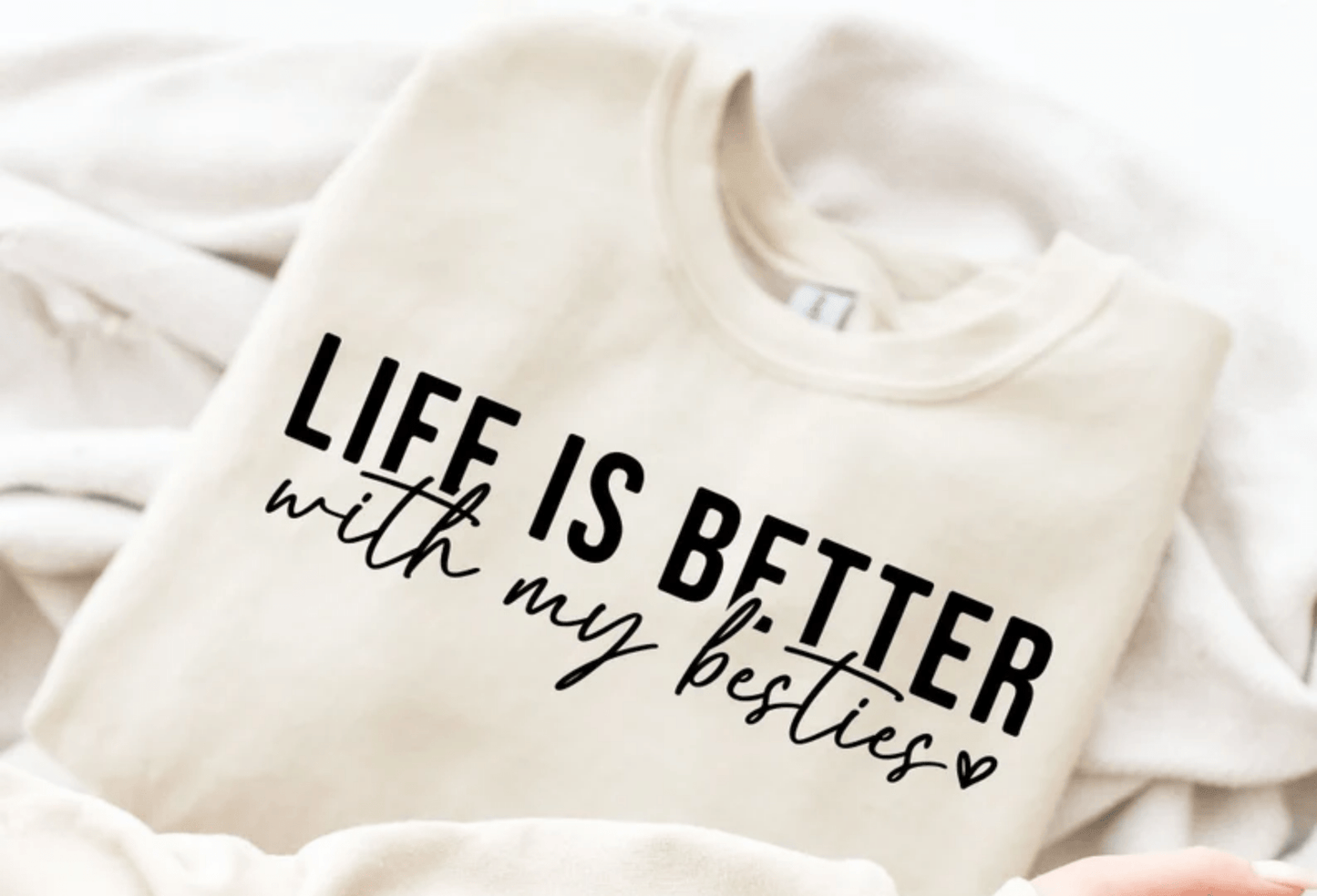 TRANSFER TUESDAY LIFE IS BETTER WITH MY BESTIE SINGLE COLOR BLACK DTF DIRECT TO FILM transfers ADULT 7X12 - Do it yourself Transfers