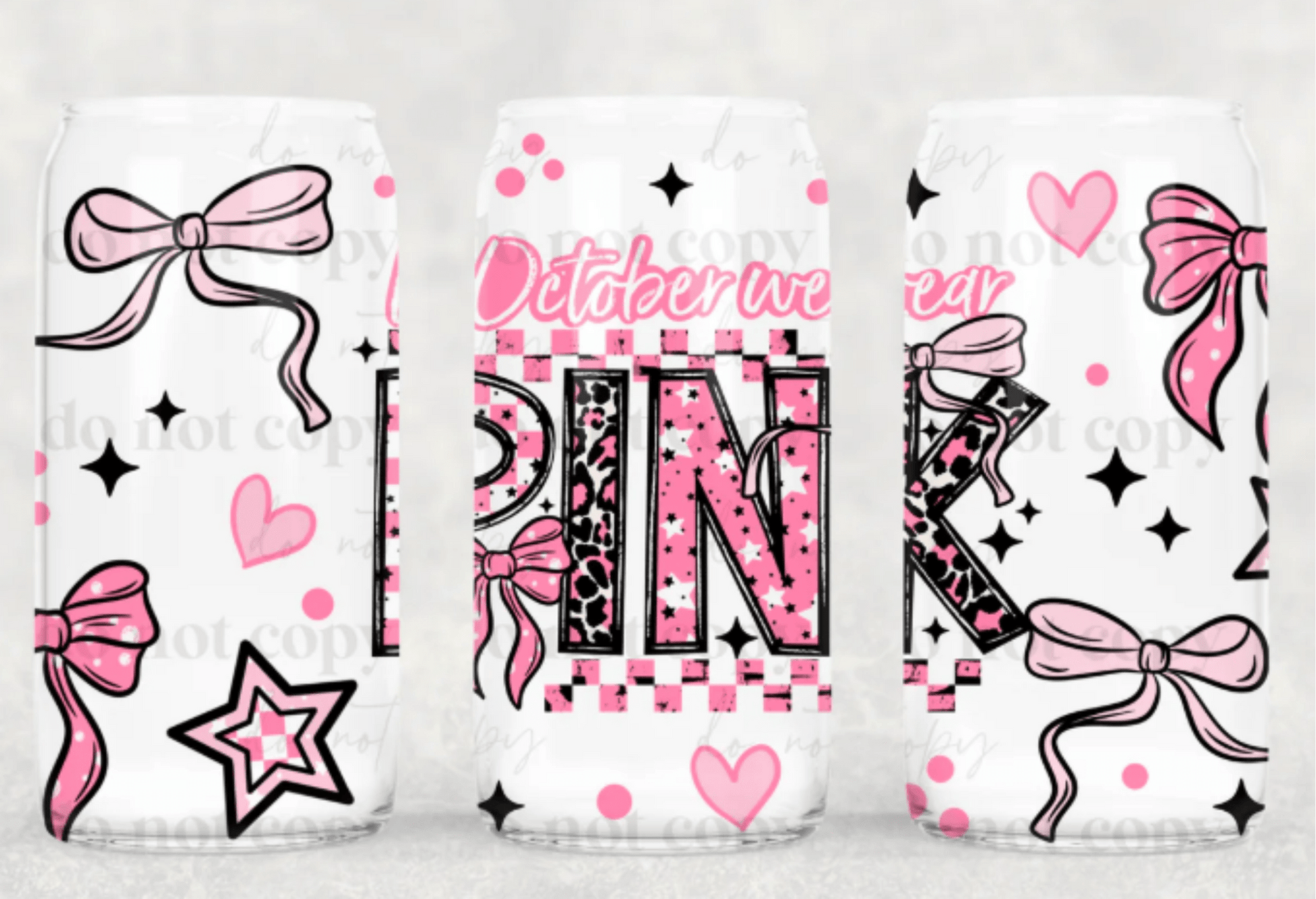 TRANSFER TUESDAY OCTOBER WE WEAR PINK CANCER CUP WRAP UV DTF 16OZ - Do it yourself Transfers