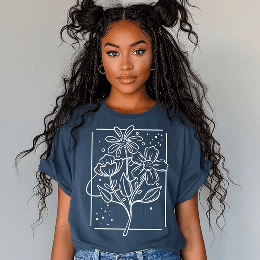 TRANSFER TUESDAY SHIPS FEB 11TH FLOWERS SQUARE SINGLE COLOR WHITE Screen Print transfers size ADULT9X12.5 - Do it yourself Transfers