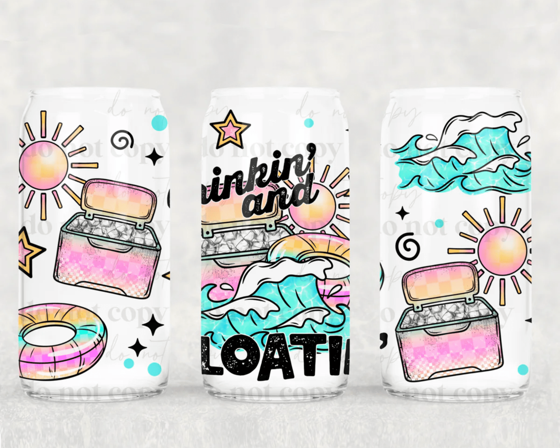 TRANSFER TUESDAY SHIPS JUNE 6TH DRINKIN AND FLOATIN SUMMER UV full cup wrap - Do it yourself Transfers