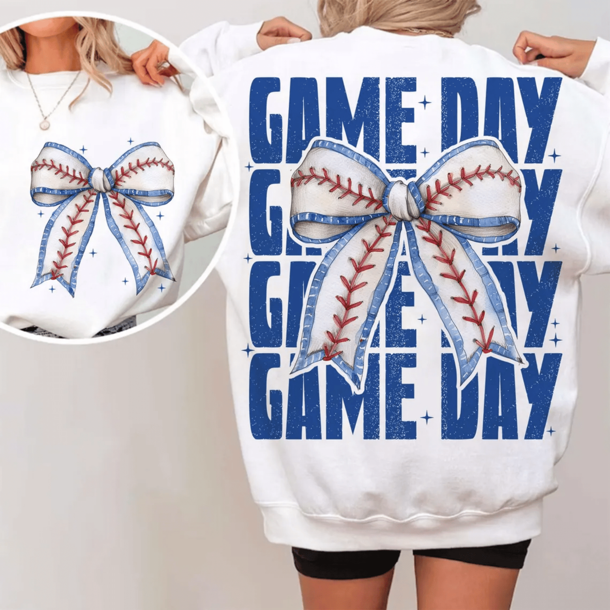 TRANSFER TUESDAY STARTS SHIPPING DEC 2ND GAME DAY BOW baseball sports blue MATTE THIN CLEAR FILM SCREEN PRINT TRANSFER ADULT 10x12 pocket - Do it yourself Transfers