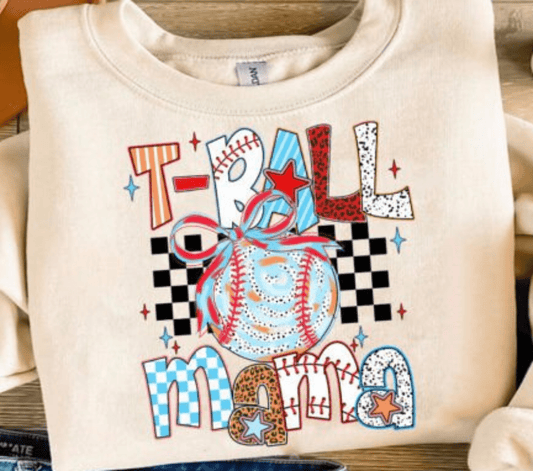 TRANSFER TUESDAY T - BALL MAMA BOW CHECKER DTF DIRECT TO FILM transfers size ADULT 10X12 - Do it yourself Transfers