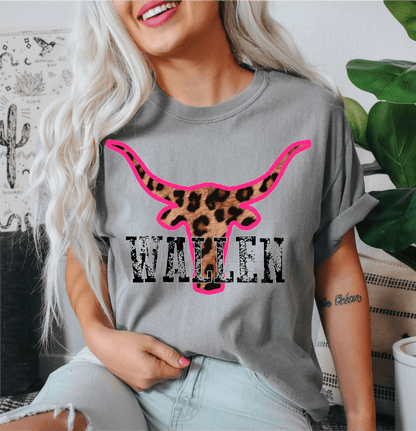 Wallen Bull leopard PINK neon size ADULT DTF TRANSFERPRINT TO ORDER - Do it yourself Transfers