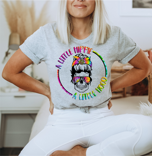 A Little Hippie Skull Circle DTF size ADULT 10.5x10 DTF TRANSFERPRINT TO ORDER