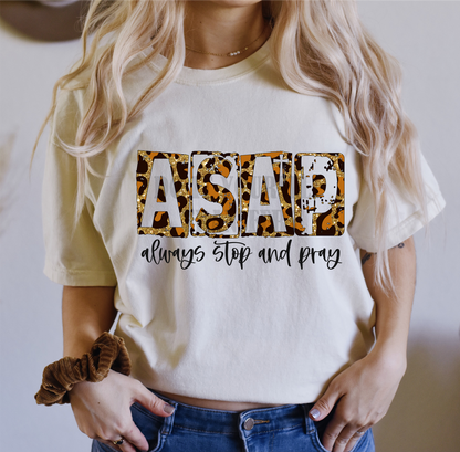 ASAP Always stop and pray leopard cross  size ADULT 7.5x12 DTF TRANSFERPRINT TO ORDER