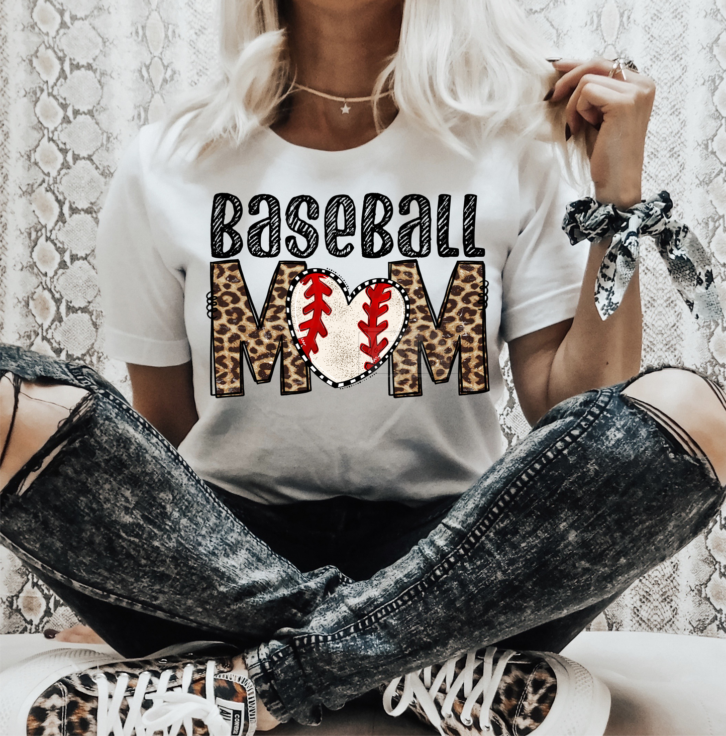 Baseball MOM heart leopard   size ADULT  DTF TRANSFERPRINT TO ORDER
