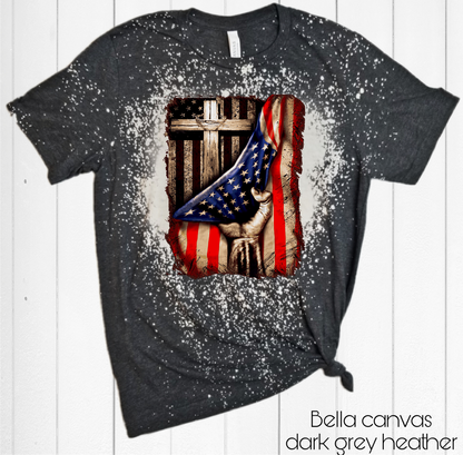 Cross American flag red white blue Jesus  size ADULT 9..7 DTF TRANSFERPRINT TO ORDER