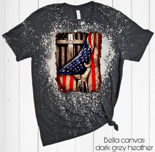 Cross American flag red white blue Jesus  size ADULT 9. DTF TRANSFERPRINT TO ORDER