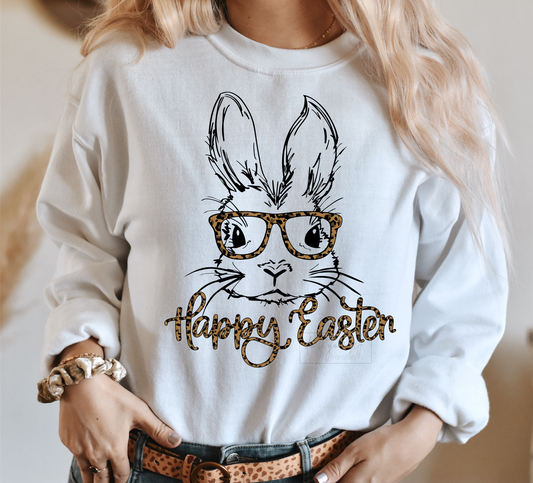 Happy Easter Bunny glasses leopard  size  DTF TRANSFERPRINT TO ORDER