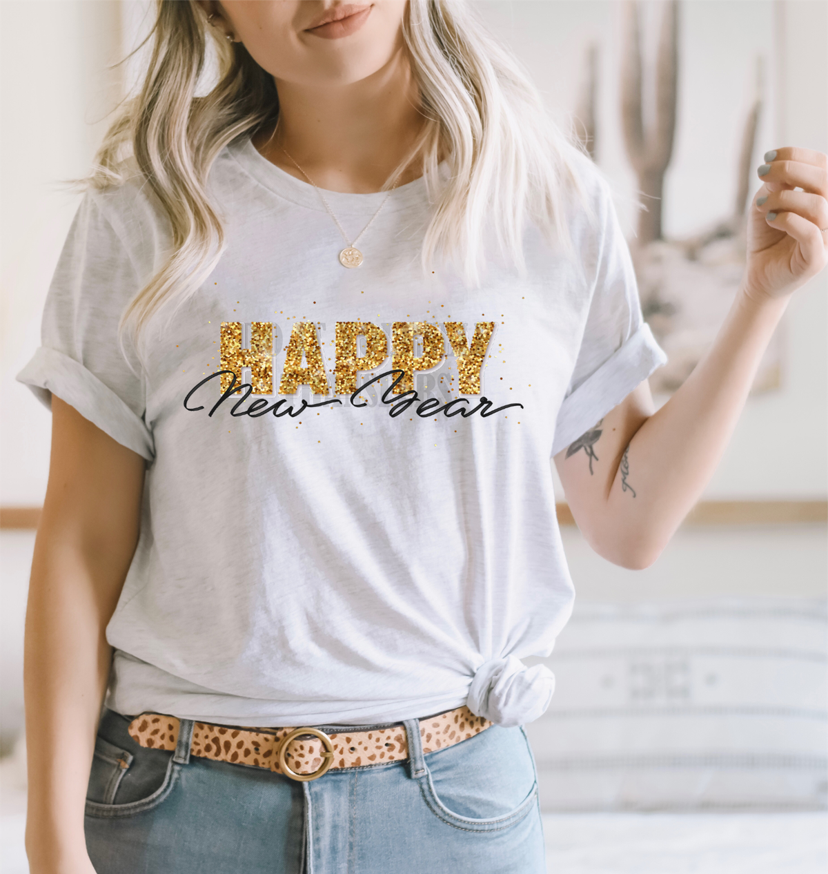 Happy New Year Gold  size ADULT 12.2x8 DTF TRANSFERPRINT TO ORDER