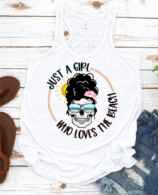 Just a Girl who loves the beach skullDTF TRANSFERSPRINT TO ORDER