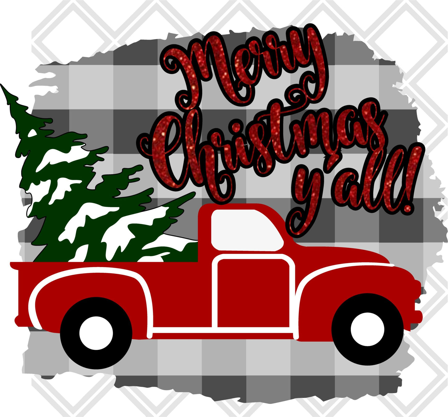 Merry Christmas Yall Truck DTF TRANSFERPRINT TO ORDER