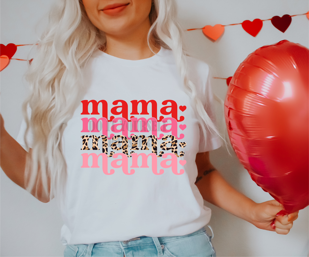 Mama Mama Mama Mama pink leopard red  size ADULT 8..2 DTF TRANSFERPRINT TO ORDER
