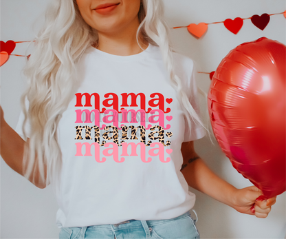 Mama Mama Mama Mama pink leopard red  size ADULT 8..2 DTF TRANSFERPRINT TO ORDER