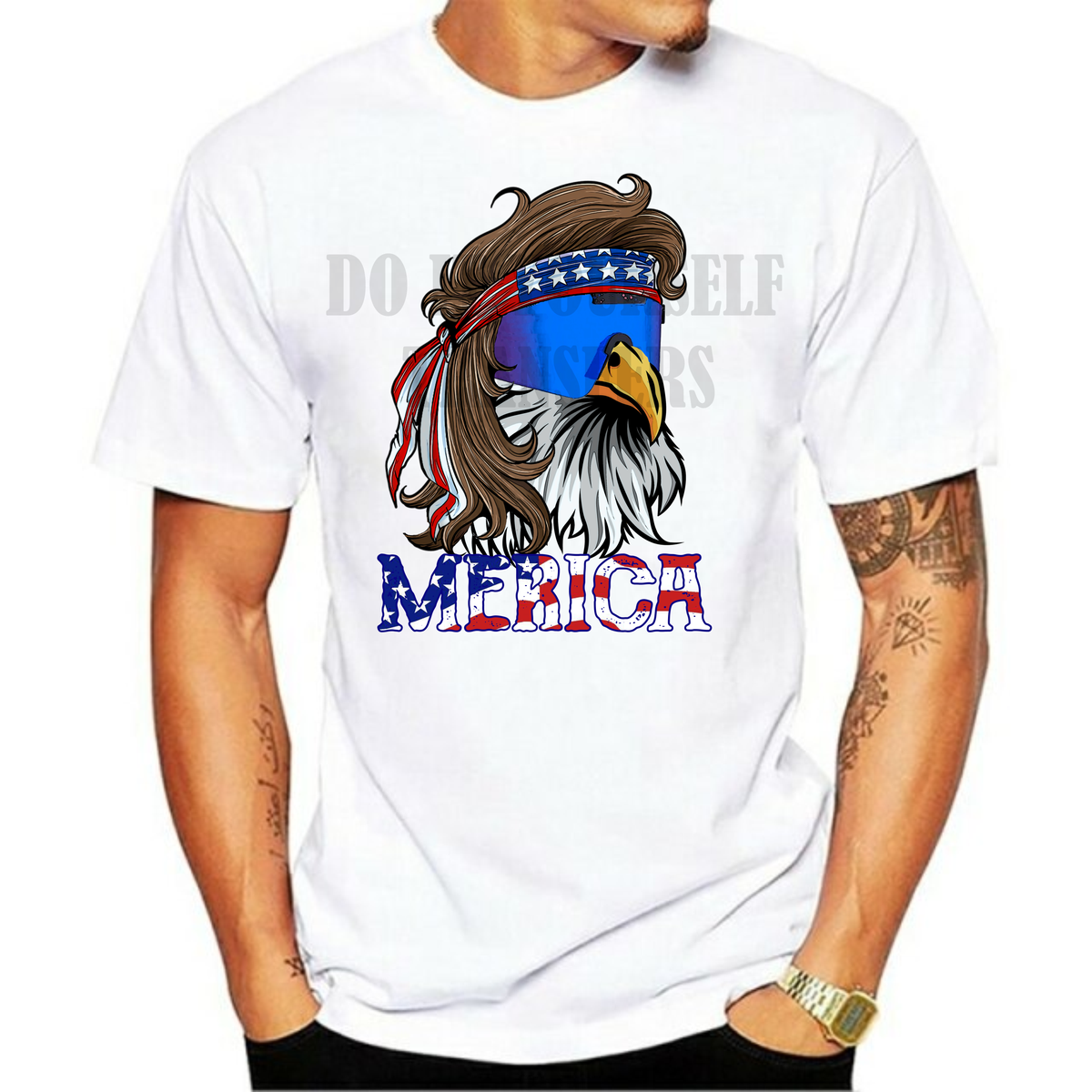 Merica Eagle mullet bird glasses red white blue America  Adult size 9.5x12 DTF TRANSFERPRINT TO ORDER